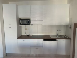 Kühlschrank, Mikrowelle, Herdplatte, Geschirrspüler
