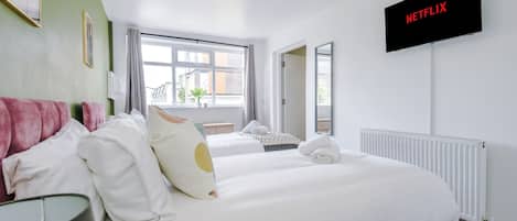 5 bedrooms, iron/ironing board, travel cot, WiFi