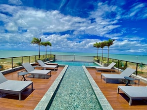 Outdoor pool, pool loungers