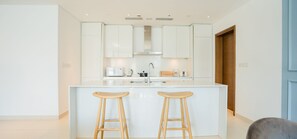 Premier Apartment, 2 Bedrooms | Private kitchen | Full-size fridge, microwave, oven, dishwasher