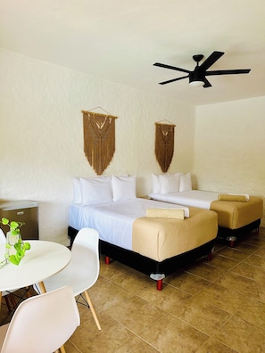 Studio, 2 Double Beds, Kitchen, Pool View | 1 bedroom, iron/ironing board, free WiFi, bed sheets