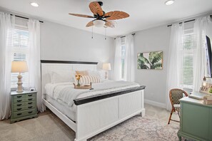 4 bedrooms, desk, iron/ironing board, travel cot