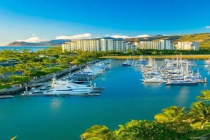 Stunning marina views surround this waterfront retreat, offering serene surroundings and a tranquil atmosphere.