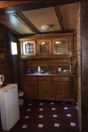 Fridge, oven, stovetop, cookware/dishes/utensils