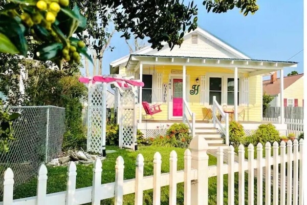 Front porch gets morning sun, followed by shade all day. Be prepared to wave!