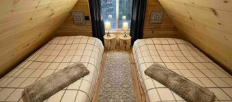 Wind Down Log Cabin in the Woods with Cozy Woodstove