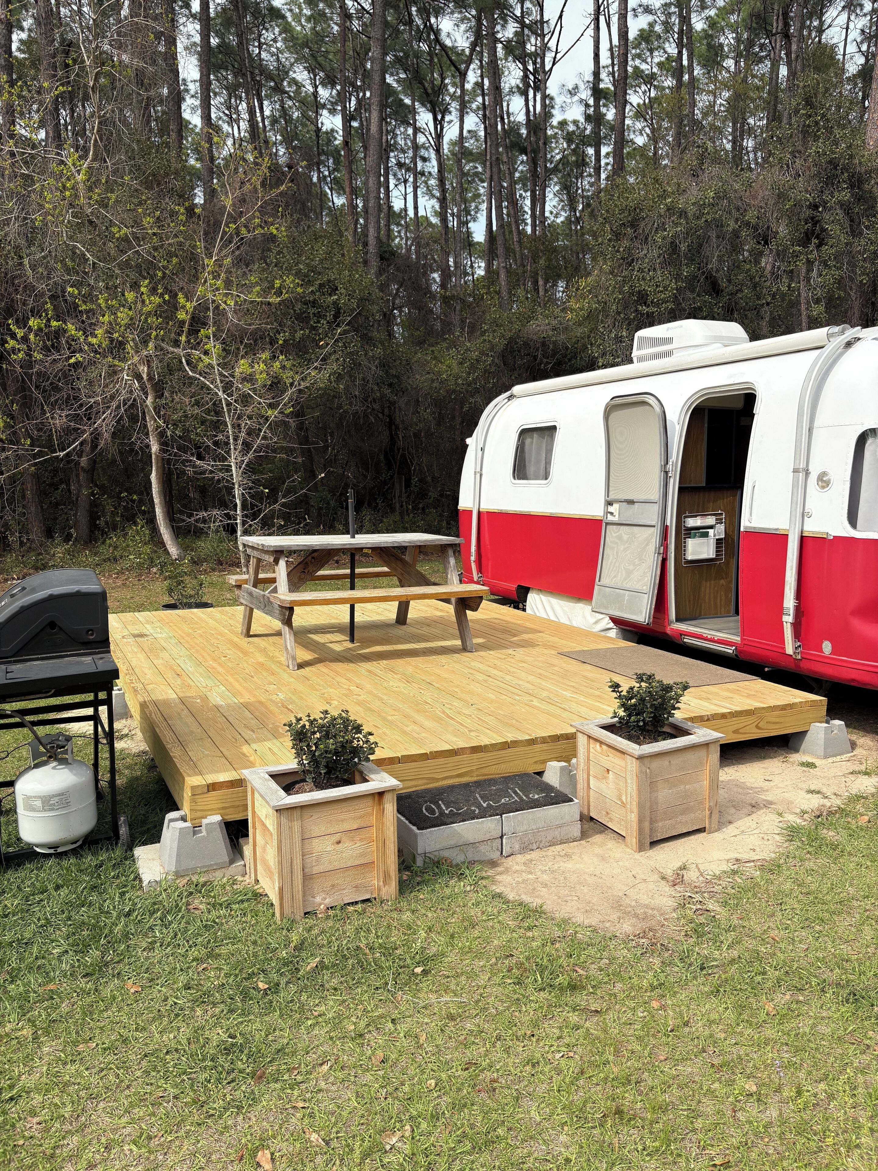 Deck (approx 12’x15’) added January 2025.