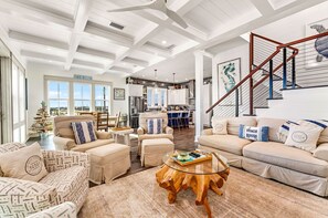 Living area - Skinny Dippin - Private Pool, Beach View, Across From The Beach! (St George Island)