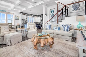 Living area - Skinny Dippin - Private Pool, Beach View, Across From The Beach! (St George Island)