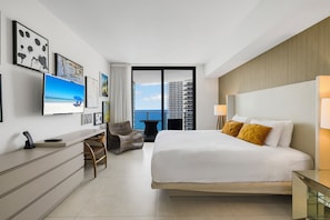 Condo de lujo, 1 habitación, vista al mar | Ropa de cama de alta calidad y cortinas blackout