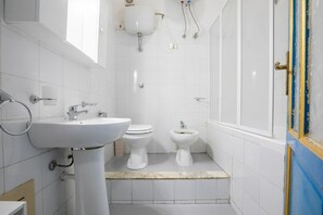 Bathtub, hair dryer, bidet