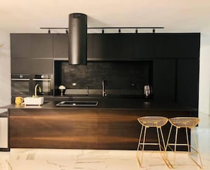 Fridge, microwave, oven, dishwasher