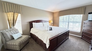 4 bedrooms, desk, iron/ironing board, travel cot