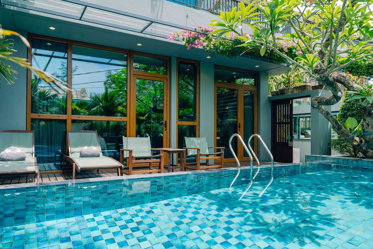 Luxury-Villa, 2 Schlafzimmer, Poolblick | Terrasse/Patio