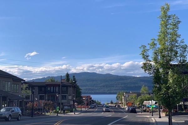 View of the building coming into town