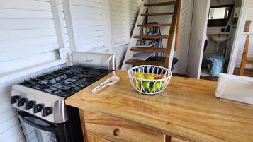 Fridge, oven, stovetop, coffee/tea maker