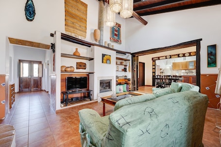 TV, fireplace. Villa "Casa Bril" with Private Pool & Wi-Fi