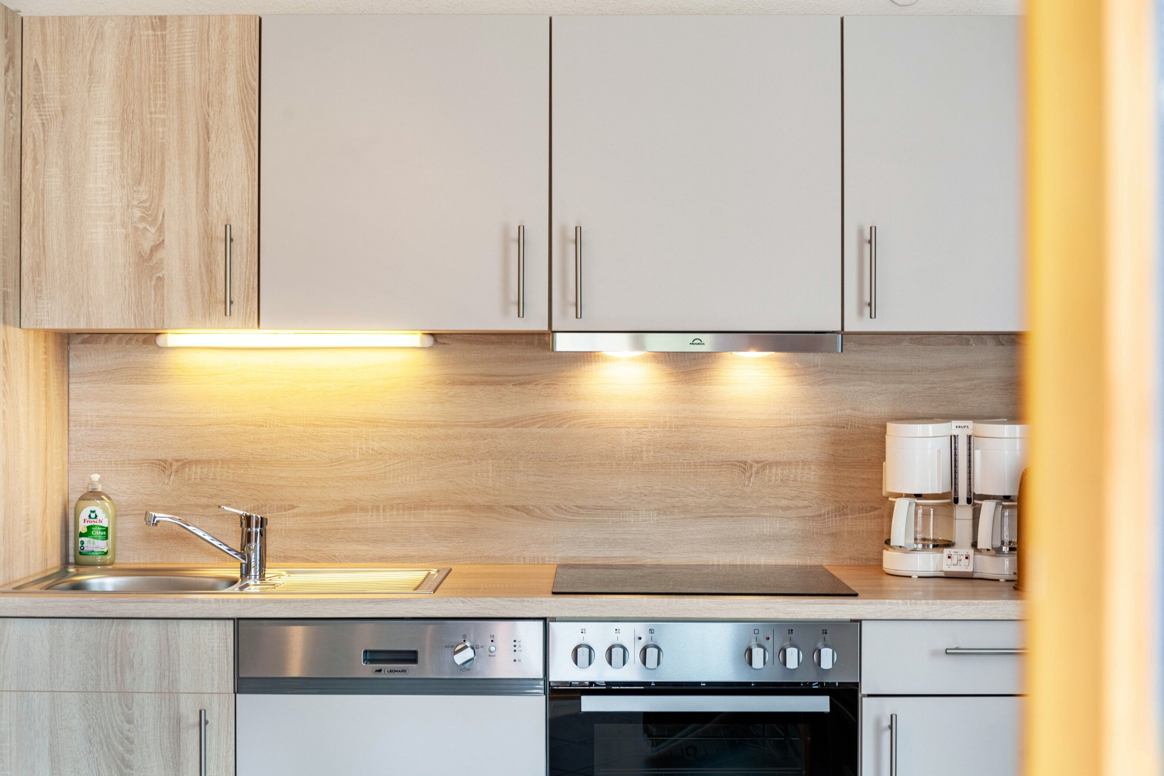 Fridge, oven, stovetop, dishwasher