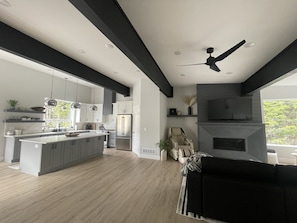 Smart TV, fireplace, video games