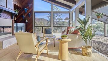 Smart TV, fireplace, foosball, table tennis