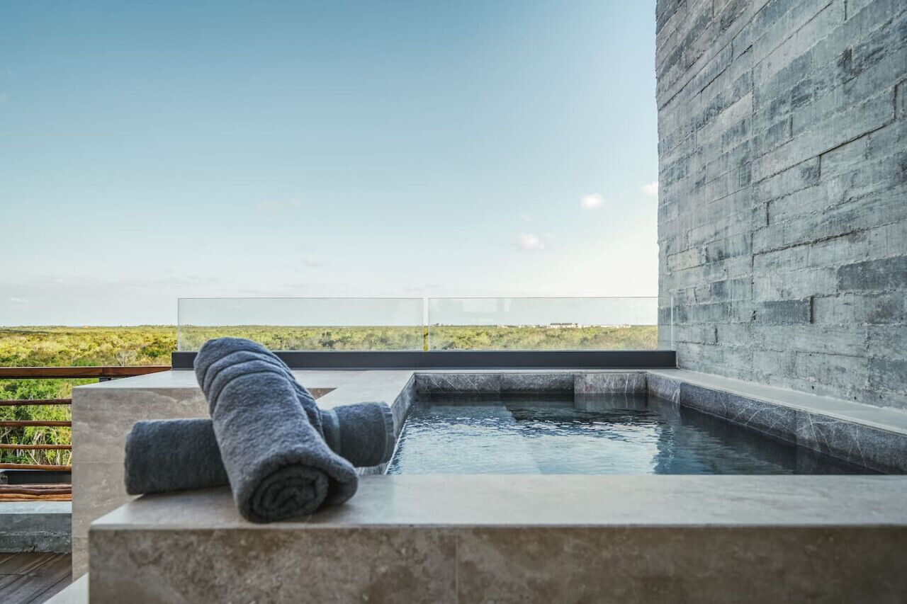 A rooftop pool, a heated pool