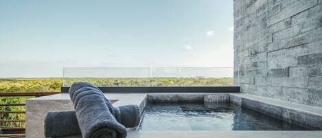 A rooftop pool, a heated pool