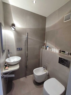 Dusche, Haartrockner, Bidet, Handtücher
