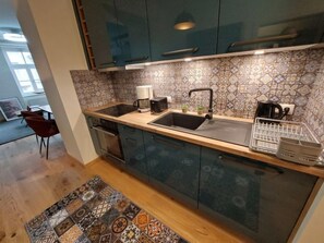 Fridge, dishwasher, cookware/dishes/utensils - Premium Apartment Maria Hilf 1+2 Double by Interhome (Vienna / 6. District)