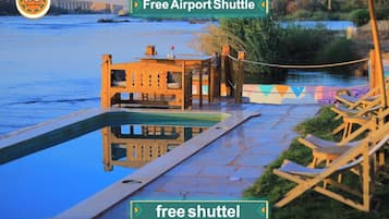 Outdoor pool, sun loungers