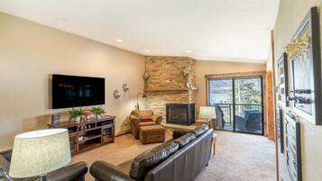 智能電視、壁爐、書籍