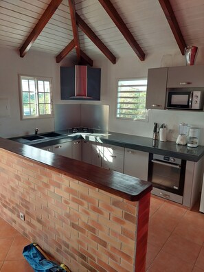 Fridge, microwave, oven, coffee/tea maker