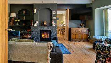 TV, fireplace, video games