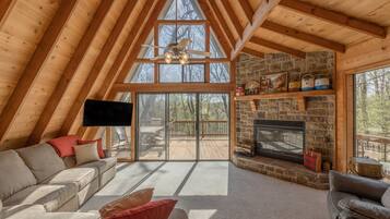 Televisión y chimenea