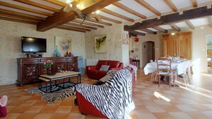 TV, fireplace - Gite DE Robineau - Caumont (CAUMONT)
