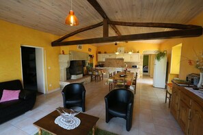 TV, fireplace - Gite LE Papillon - Saint-pierre-de-mons (SAINT-PIERRE-DE-MONS)