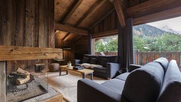 Télévision, cheminée, lecteur de DVD