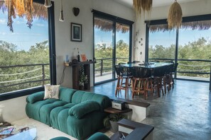 Deluxe House | Living room | 65-inch TV with cable channels - Casa Mar Luxury Villa With Incredible Ocean View (Isla Holbox)