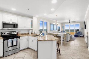 Fridge, microwave, oven, stovetop - Enclave 401: Beachfront, Tennis, & Stunning Views (Orange Beach)