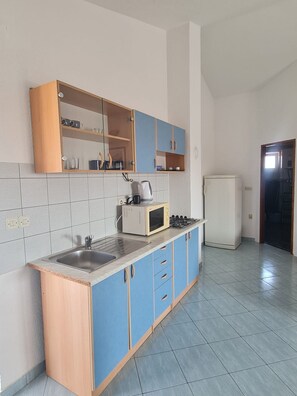 Fridge, microwave, stovetop, cookware/dishes/utensils - Apartments Robi - Two Bedroom with Terrace (Vir)