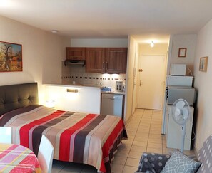 Een strijkplank/strijkijzer, gratis wifi