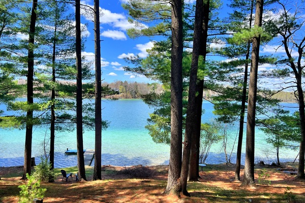 Massive Sandy frontage with clear blue/green water views spring fed lake