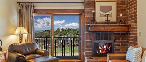 TV, fireplace