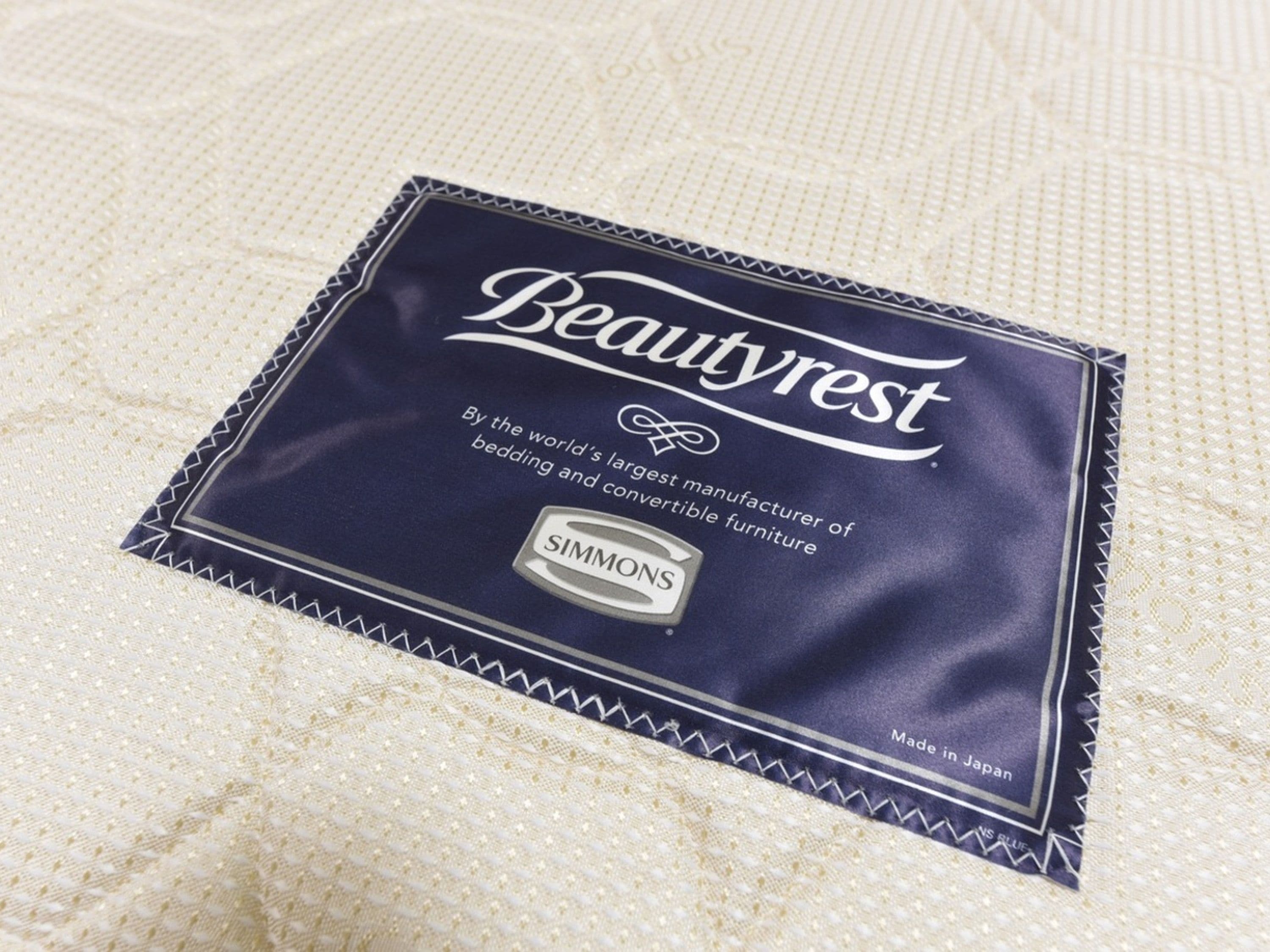 A package of Beautyrest bedding with a SIMMONS label, indicating it's made in Japan.