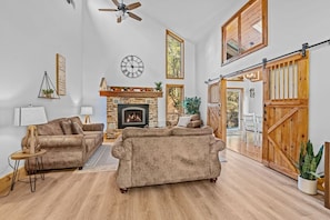 Smart TV, fireplace, table football, ping pong