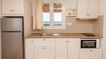 Fridge, oven, stovetop, coffee/tea maker