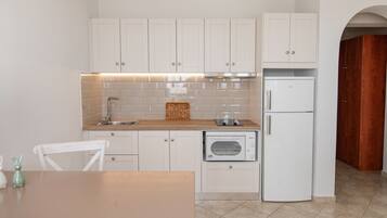 Fridge, oven, stovetop, coffee/tea maker