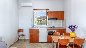 Fridge, oven, stovetop, coffee/tea maker