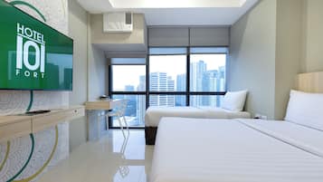 Premium bedding, memory-foam beds, in-room safe, desk