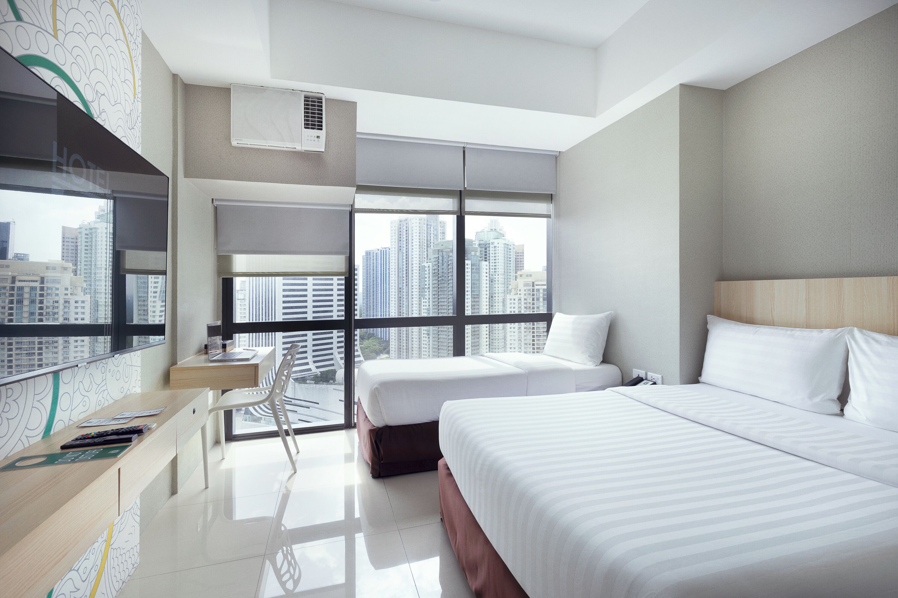 Premium bedding, memory foam beds, in-room safe, desk