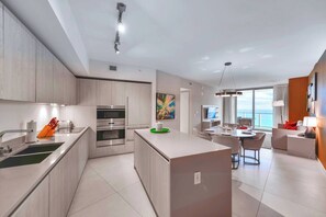 Fridge, microwave, oven, stovetop - 37th-Floor | Direct Ocean Views | Beach Access (Hollywood)